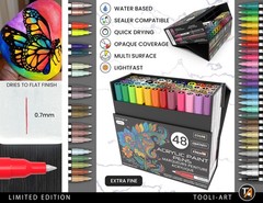 Acrylic Paint Pens 48 Markers Set Assorted Colors Limited Edition 0.7mm Extra…