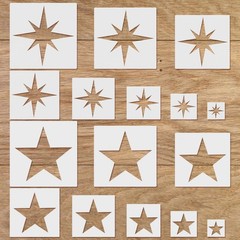 16Pcs Large Star Stencils for Painting, Reusable Templates white