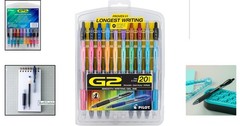 Ergonomic G2 Gel Roller Pen Set – 0.7 mm Fine Point, Vibrant Colors, 20 Pack