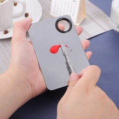 2 in 1 Stainless Steel Makeup Mixing Palette 7.9 x 3.9 Inch Silver