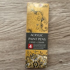 Permanent Markers 2 Gold Pens & 2 Silver Paint Marker Pens 0.7mm Extra Fine Tip