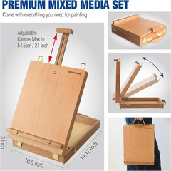 Mixed Media Art Set,55 Pack Painting Supplies Kit with Tabletop Sketch Box Easel