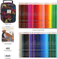 72-Color Colored Pencils Set with Coloring Book, Eraser, and Sharpener – Perfec