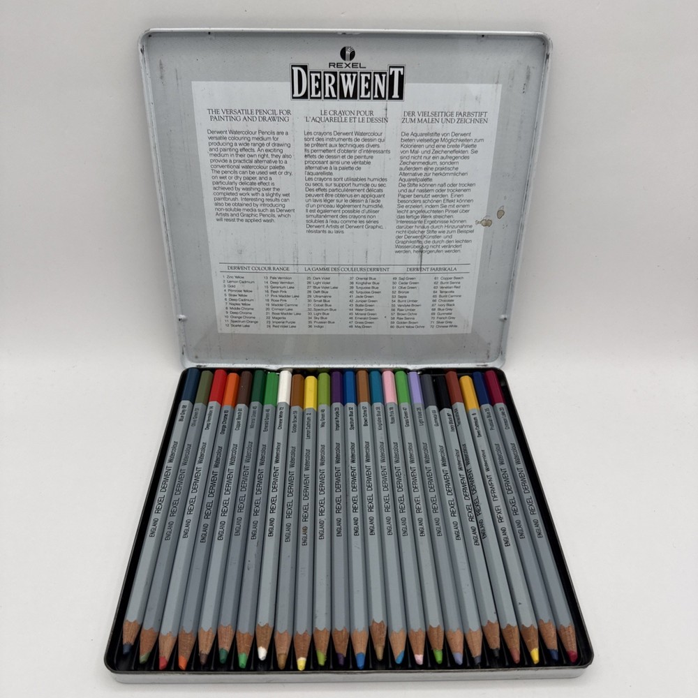 Rexel Derwent Watercolour Pencils Professional 24 Pack Tin • Very Lightly Used