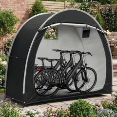 6.8×2.6FT Black Arc Bicycle Storage Shed 210D PU Silver Coated Oxford Cloth Bike