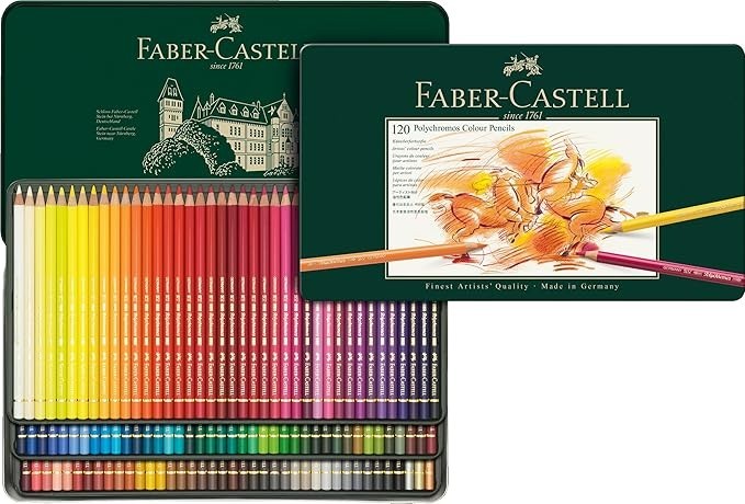 Faber-Castell Polychromos Artists’ Color Pencils – Tin of 120 Colors