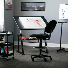 Zenith Adjustable Drafting Table with Shelf – 42″ W x 30″ D, Black