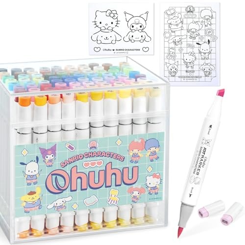 Sanrio x Ohuhu 80 Colors Alcohol Markers Brush & Chisel w/ Blender Pen