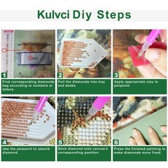 Kulvci Diamond Art Kits for Adults, Cat 12 inches x 12 inches, Multicolor