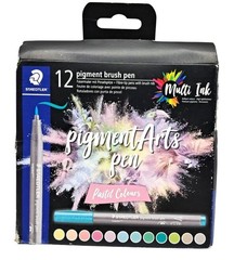Staedtler Pigment Arts Brush Pen Set 12-Pack Multi Ink Basic/Nature/Pastel Color