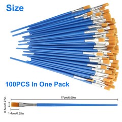 100Pcs Artist Paint Flat Brushes Set Acrylic Oil Watercolour Painting Craft Art