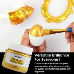 Metallic Gold Acrylic Paint, 100ML Non-Toxic, Non-Fading Gold Leaf Paint for Art