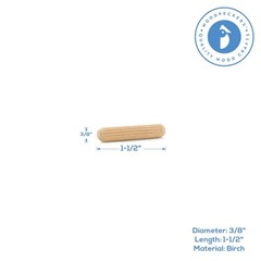 Wood Dowel Pins 1-1/2 inch x 3/8 inch Fluted, for Furniture & Crafts|Woodpeckers
