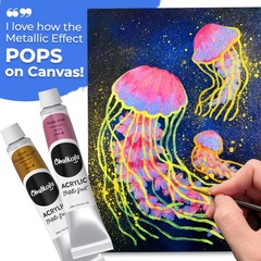 Chalkola 95 Pcs Acrylic Painting Kit for Adults | 64 Acrylic Paint Set, Wood …