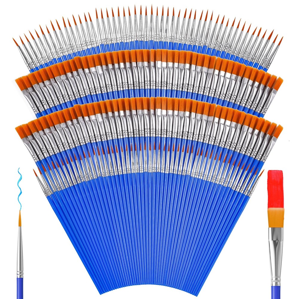 168 PCS Small Paint Brushes Bulk, Flat & Round Tip Acrylic Paint Brush Set, A…