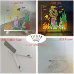 LED Drawing Board, Doodle Glow Drawing Board, LED Note Board with Colors