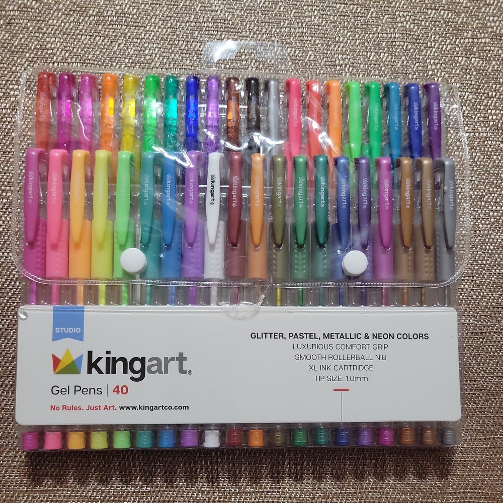 KINGART GLITTER Rollerball GEL 40 Count (Pack of 1), Assorted Glitter Colors