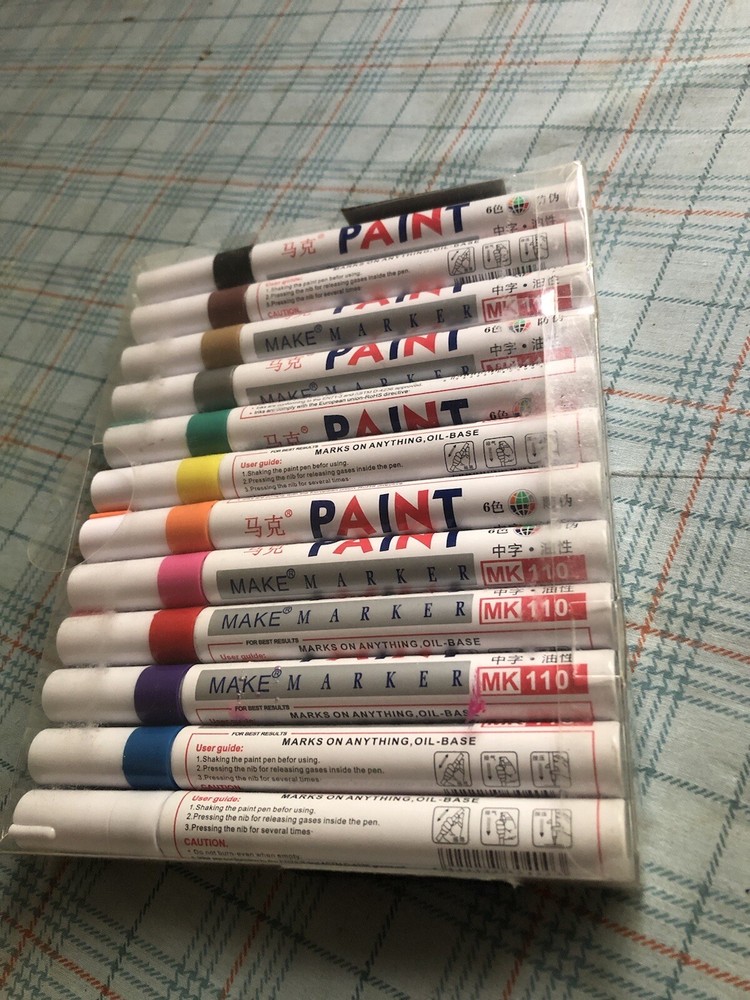12 MAKE MARKER Paint Markers For Use On Anything Oil Base- Multi Color W Case