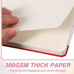5.5×5.5″ Small Sketchbook, Mini Sketchbook Watercolor Paper Pad, Dark Red