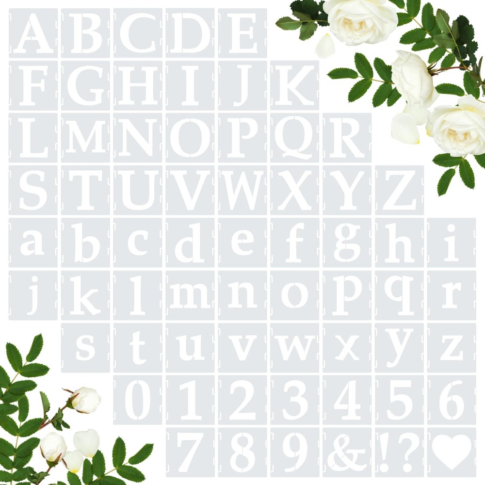 Amrules 65 Pcs 4 Inch Plastic Painting Stencils Reusable 4 Inch, White