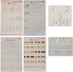 4 PC Reusable Grooved Writing Books for Kids, Magic Copy Books,Reusable Handl