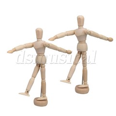 2 Pcs Artists Wood Manikin Flexible Body Joints Human Figure Model 5.5″