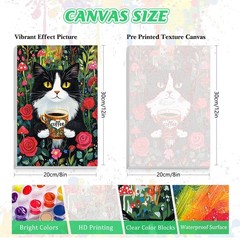 Adult 8×12 Cat Coffee Paint by Numbers Kit – Framed Canvas, Easel, DIY Decor