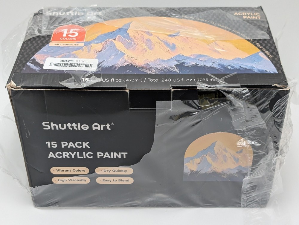 Acrylic Paint, 15 Pack Acrylic Paint Large Bottle Set, 473ml/16oz 14+1 Colors