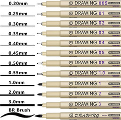 12 Black Fineliner Drawing Pens Set, Waterproof Ink Art Sketch Liner Markers