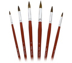 Magic Touches Artist Paint Brush Set (6 Sizes), Natural Sable Round Tip, Best…