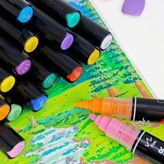 Guangna 120 Colors Acrylic Paint Markers, Dual Tip Paint Markers Pens Set with S
