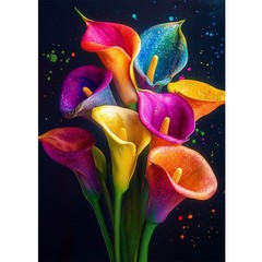 Diamond Art Kits for Adults, Colorful Flowers Diamond Painting Kits for Beginner