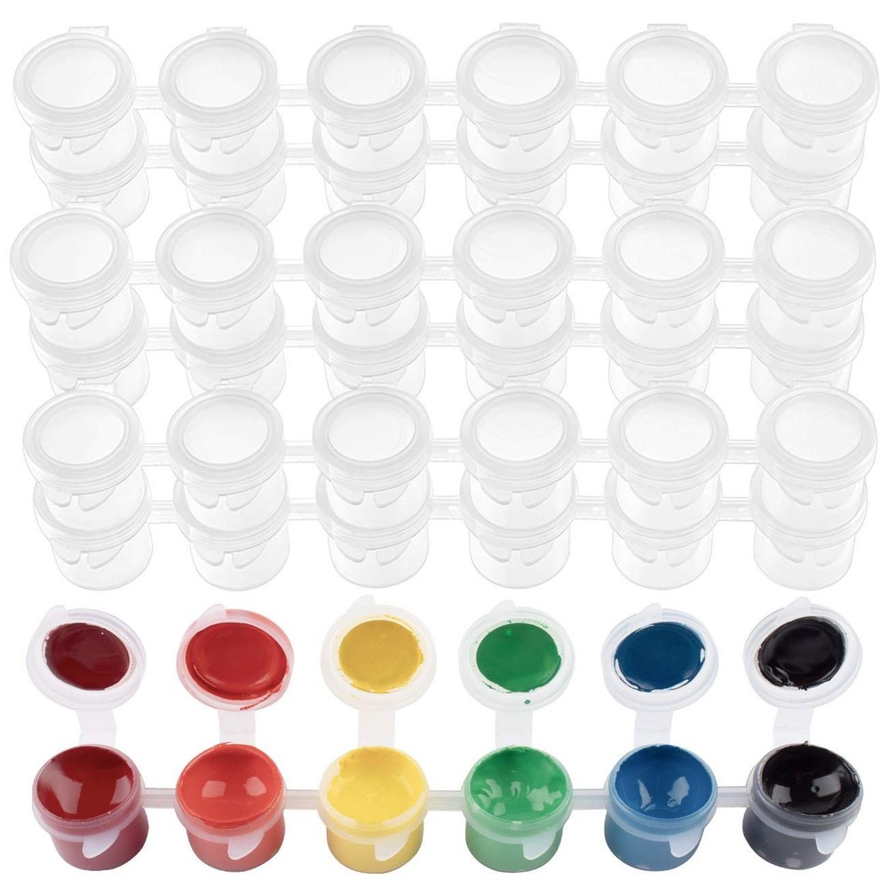 BAGTeck 36 Empty Paint Pots with Lids, 5 ml/0.17 OZ Clear Transparent