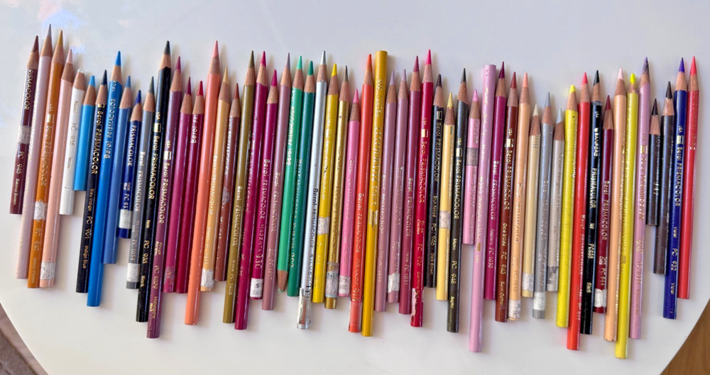 Vintage Lot of 56 Sanford Berol Prismacolor Colored Pencils Used Art Supplies