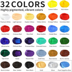 66-Piece Acrylic Painting Kit with Desktop Easel,32 Colors Acrylic Paint Set(22M