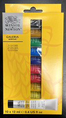 Winsor & Newton Galeria Acrylic Paint – Set of 10 Assorted Colors 12ml Tubes NEW