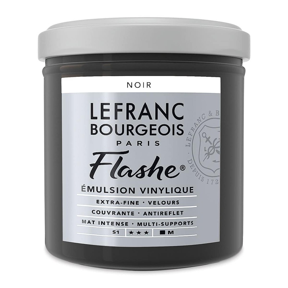 Lefranc & Bourgeois Flashe Matte Artist Color Acrylic Paint 125ml Jar Black
