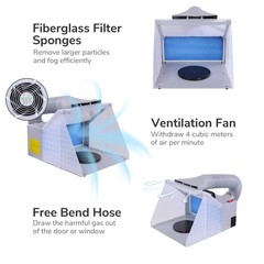 Portable Airbrush Paint Spray Booth 3 LED Light Tubes Exhaust Filter Extractor