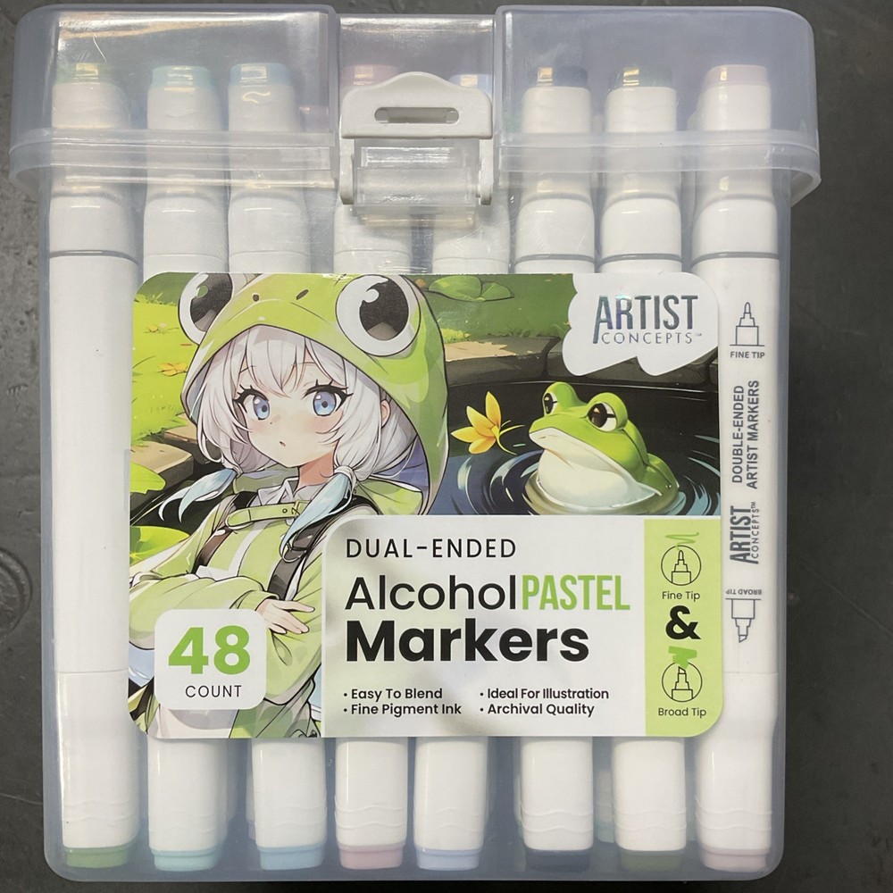 Artist Concepts Dual-Ended Alcohol Pastel Markers, 48 Count