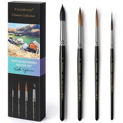 Watercolor Brushes Professional, 2pcs Kolinsky Sable Brushes, 1pc Pure Squirr…