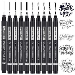 MARTCOLOR Calligraphy Pens, 10 Size Calligraphy Pens for Writing, Brush Pen C…