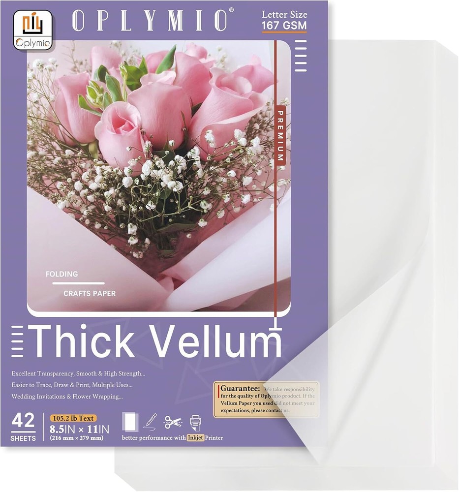 Translucent Vellum Paper 8.5X11 Inch 42 Sheets Heavyweight For Printing Crafts
