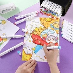48 Colors Alcohol Markers Brush Chisel Tip Art Drawing Coloring Sketch Set