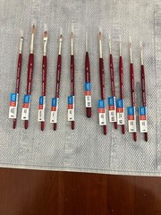 (11)Princeton Velvetouch Watercolor brushes lot 0f 11 different Short Handle