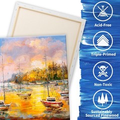 FIXSMITH Stretched White Blank Canvas – 16×20 Inch, 5 Pack,Primed Large