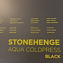 Legion Stonehenge Aqua Cold Pressed Black 15 Sheets 9x12in Acid Free 100% Cotton