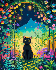 Paint by Numbers DIY Black Cat,Paint by Number for Adults Canvas, Animal Forest