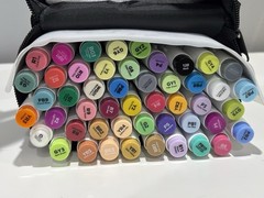 Ohuhu 48 Colors Alcohol Brush Markers + 1 Alcohol Marker Blender, Brush & Fine