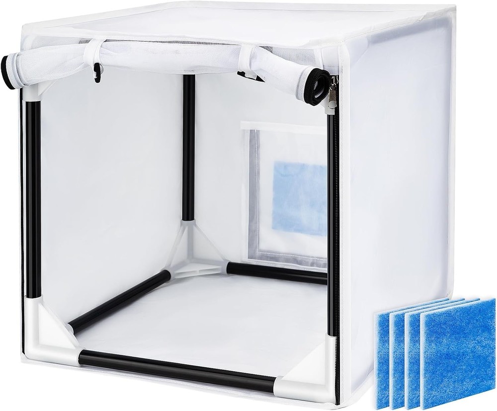 Airbrush Paint Spray Booth,With Filter & Curtain 15 Inch Portable Spray Paint Bo