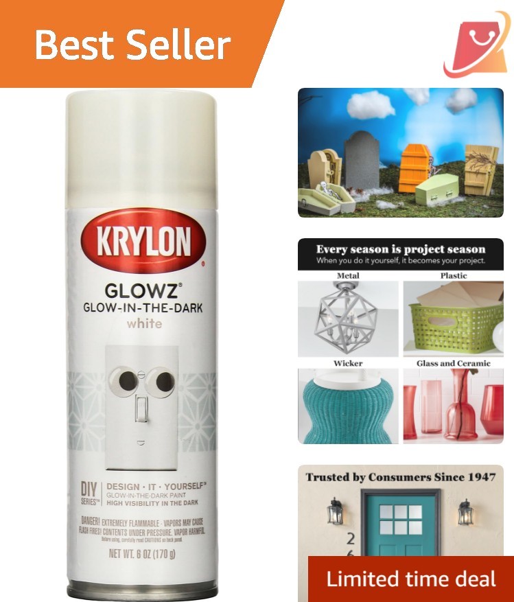 Glow-in-The-Dark Paint White 6oz Aerosol for InteriorExterior High Visibility